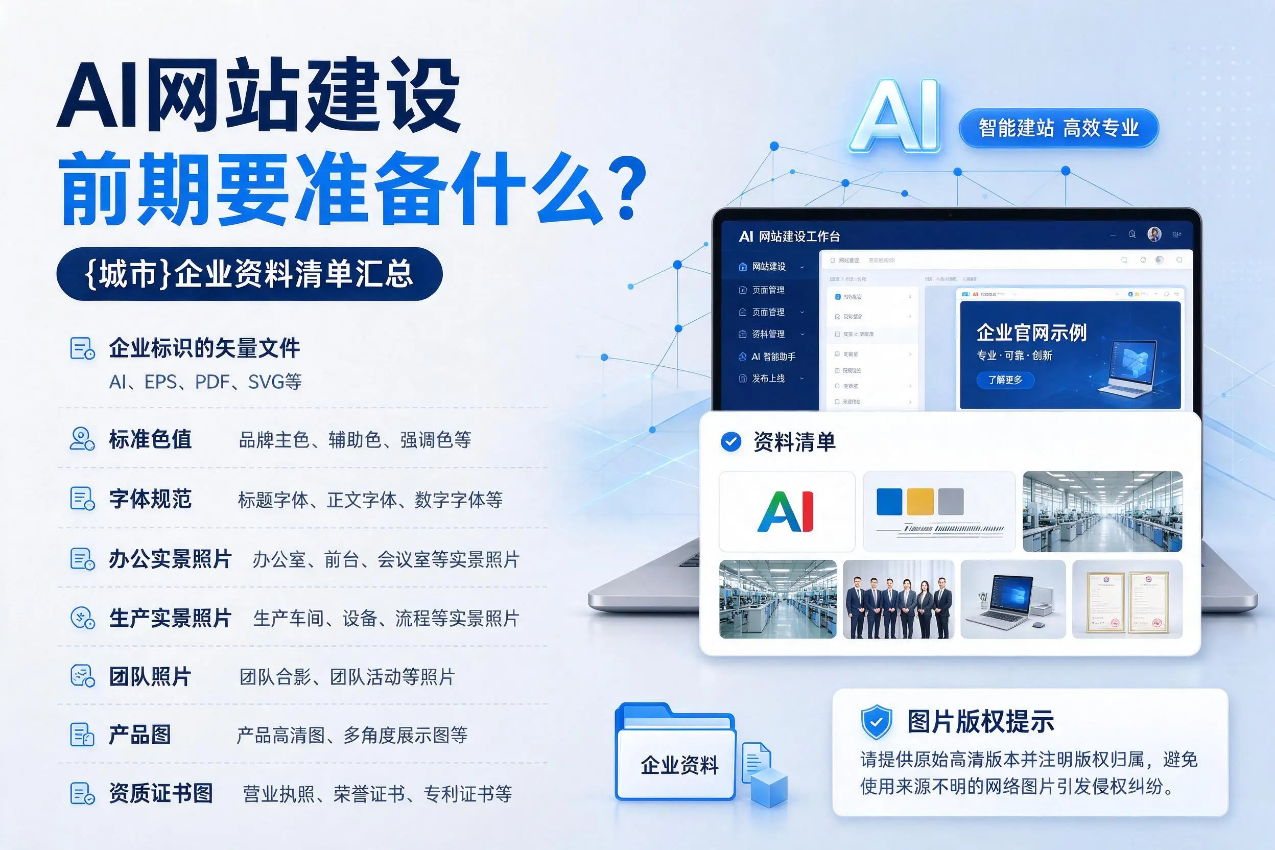 AI网站建设前期要准备什么？宁德企业资料清单汇总