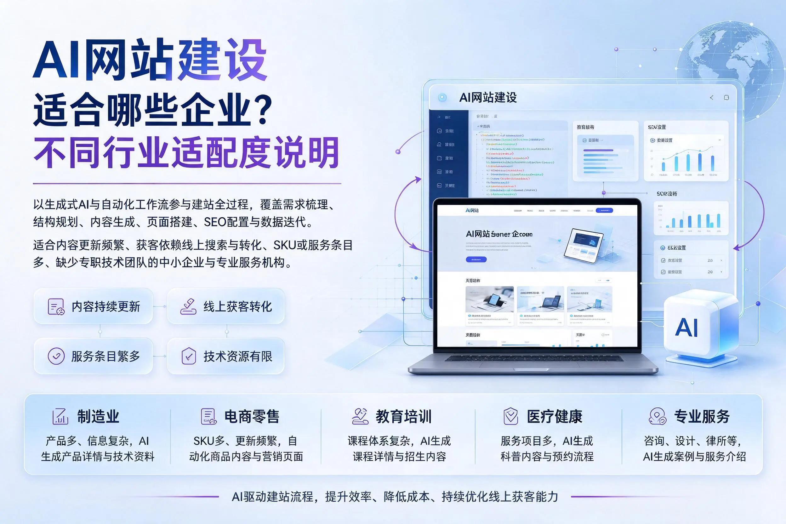 AI网站建设适合哪些企业？宁德不同行业适配度说明